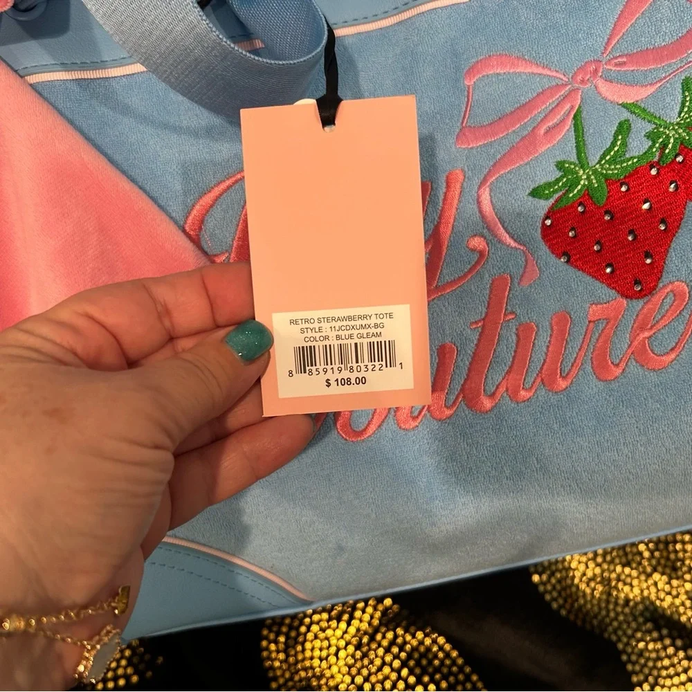 Juicy Couture Powder Blue Daydreamer with Pink Bow & Strawberry Embroidery - Picture 6 of 7